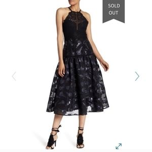 REBECCA TAYLOR CROCHET TOP MIDI EVENING DRESS